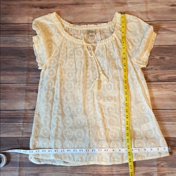 Lucky Brand Cotton Embroidered Sheer Top Sz M - Picture 6 of 7